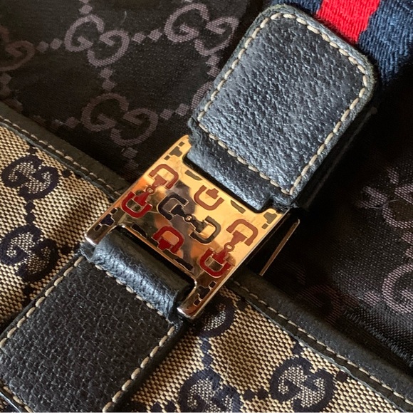 Authentic Gucci Tote Bag Gg Canvas Sherry Navy/Canvas - Picture 7 of 7